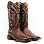Clark Brown Leather Boots - Square Toe (E929) - Gomez Western Wear