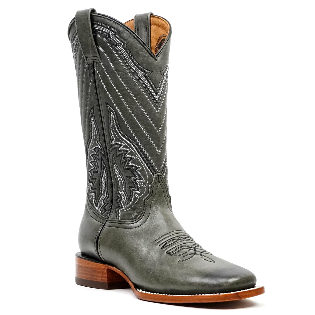 Clark Steel Gray Leather Boots - Square Toe (E961) - Gomez Western Wear