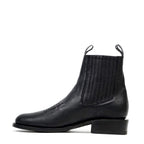 Clayton Black Leather Ankle Boots - Roper Toe (E964) - Gomez Western Wear