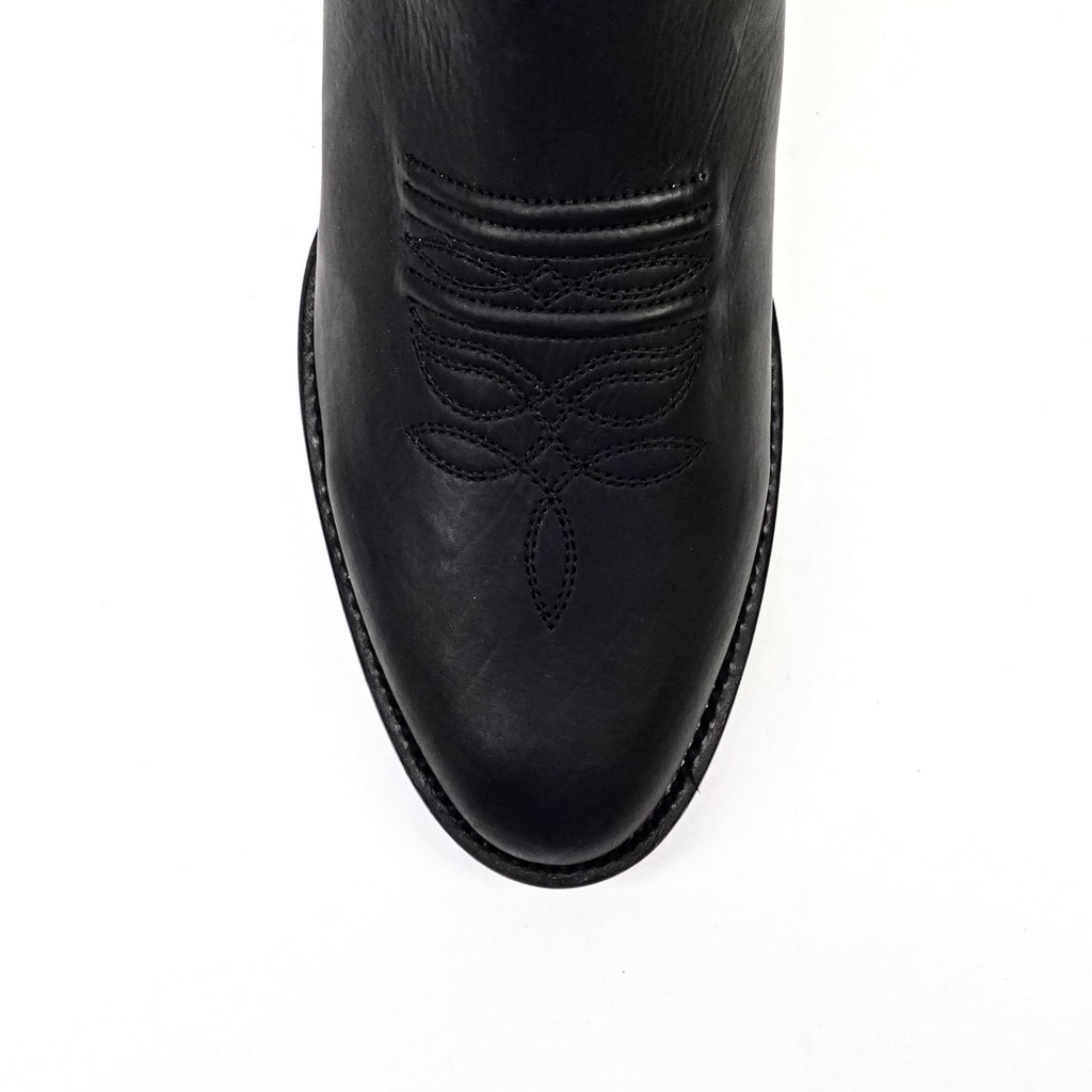 Clayton Black Leather Ankle Boots - Roper Toe (E964) - Gomez Western Wear