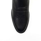 Clayton Black Leather Ankle Boots - Roper Toe (E964) - Gomez Western Wear