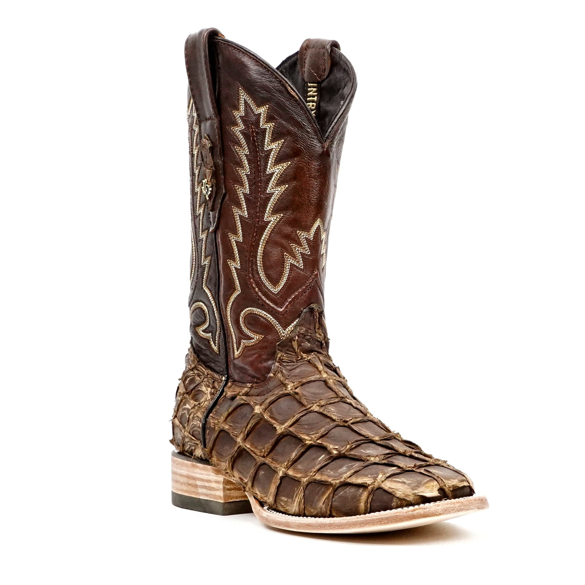Connor Pirarucu Fish Boots - Oryx Choco - Square Toe (PZ60) - Gomez Western Wear