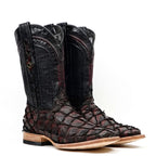 Connor Pirarucu Fish Boots - Red - Square Toe (PZ60) - Gomez Western Wear