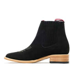 Cowboy Style Nubuck Black Ankle Boots - Square Toe (E1200) - Gomez Western Wear