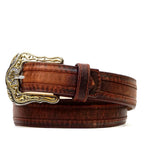 Distressed Mocha Leather Belt (C-V4601) - Gomez Western Wear