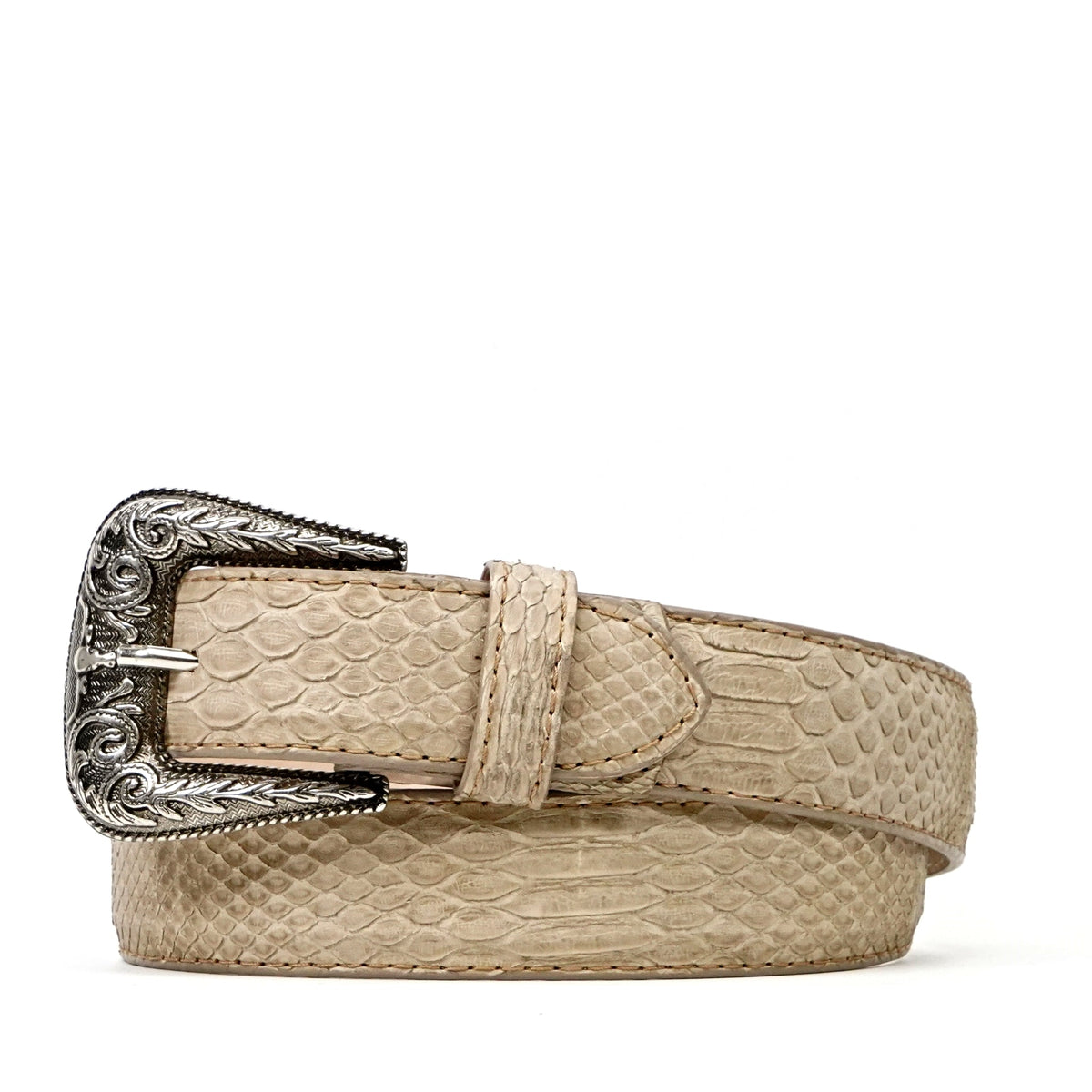 Exotic Full Quilt Python Belt - Cappuccino (C-028) - Gomez Western Wear