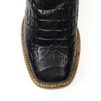 Kids Alligator Belly Black Boots - Embossed Leather - Square Toe (K27-1) - Gomez Western Wear