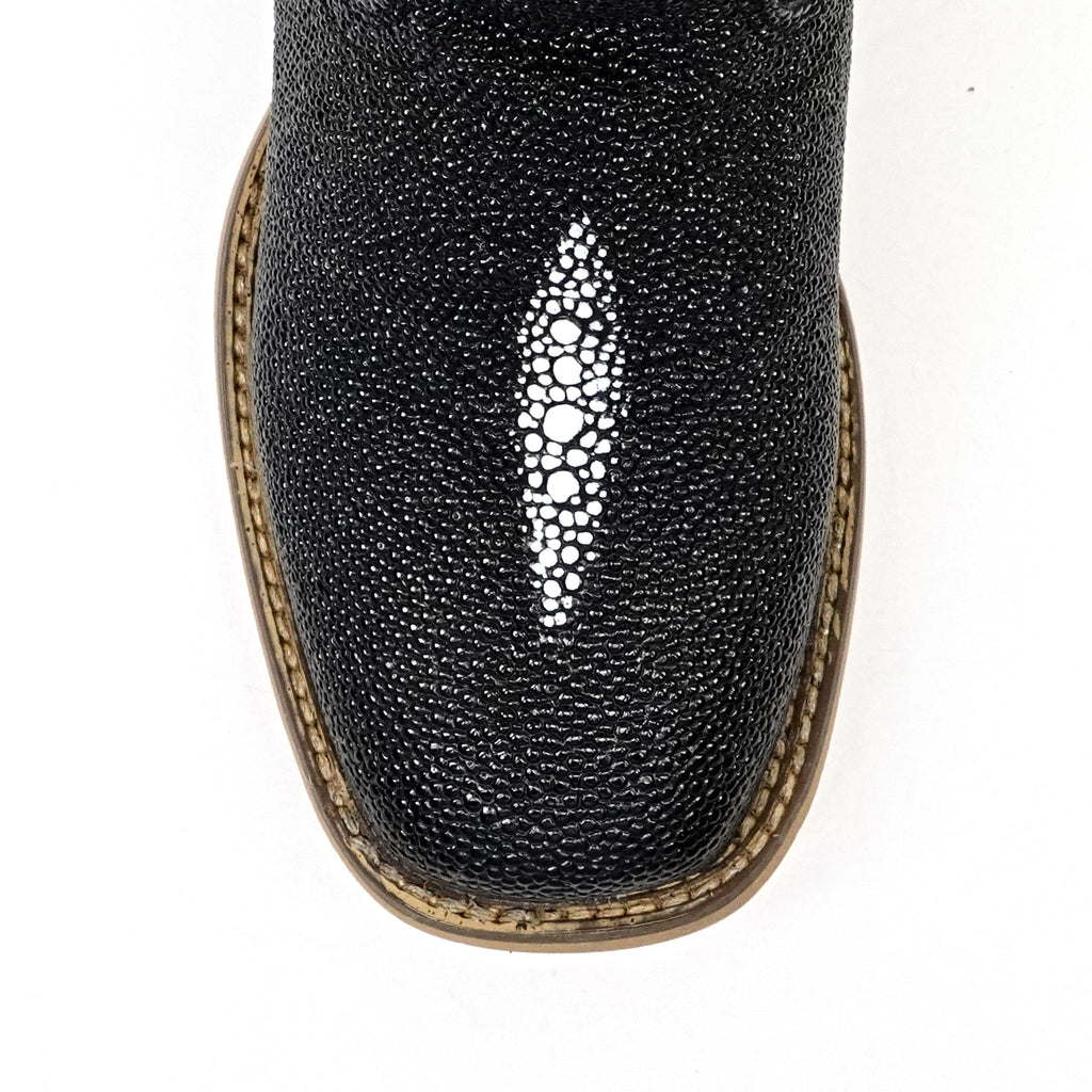 Kids Black Stingray Boots - Embossed Leather - Square Toe (K20-1) - Gomez Western Wear