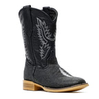 Kids Black Stingray Boots - Embossed Leather - Square Toe (K20-1) - Gomez Western Wear