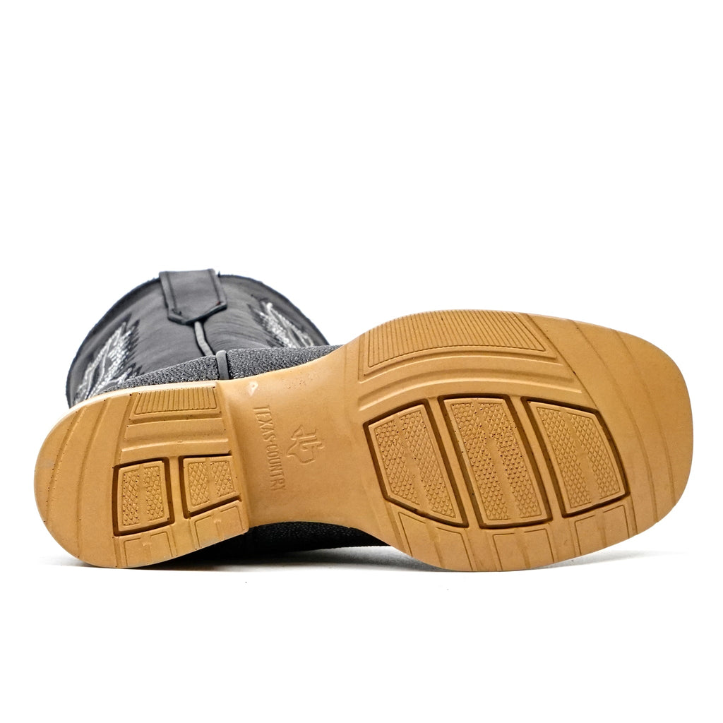 Kids Black Stingray Boots - Embossed Leather - Square Toe (K20-1) - Gomez Western Wear