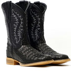 Kids Crocodile Black Boots - Embossed Leather - Square Toe (K10-1) - Gomez Western Wear