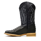 Kids Crocodile Black Boots - Embossed Leather - Square Toe (K10-1) - Gomez Western Wear