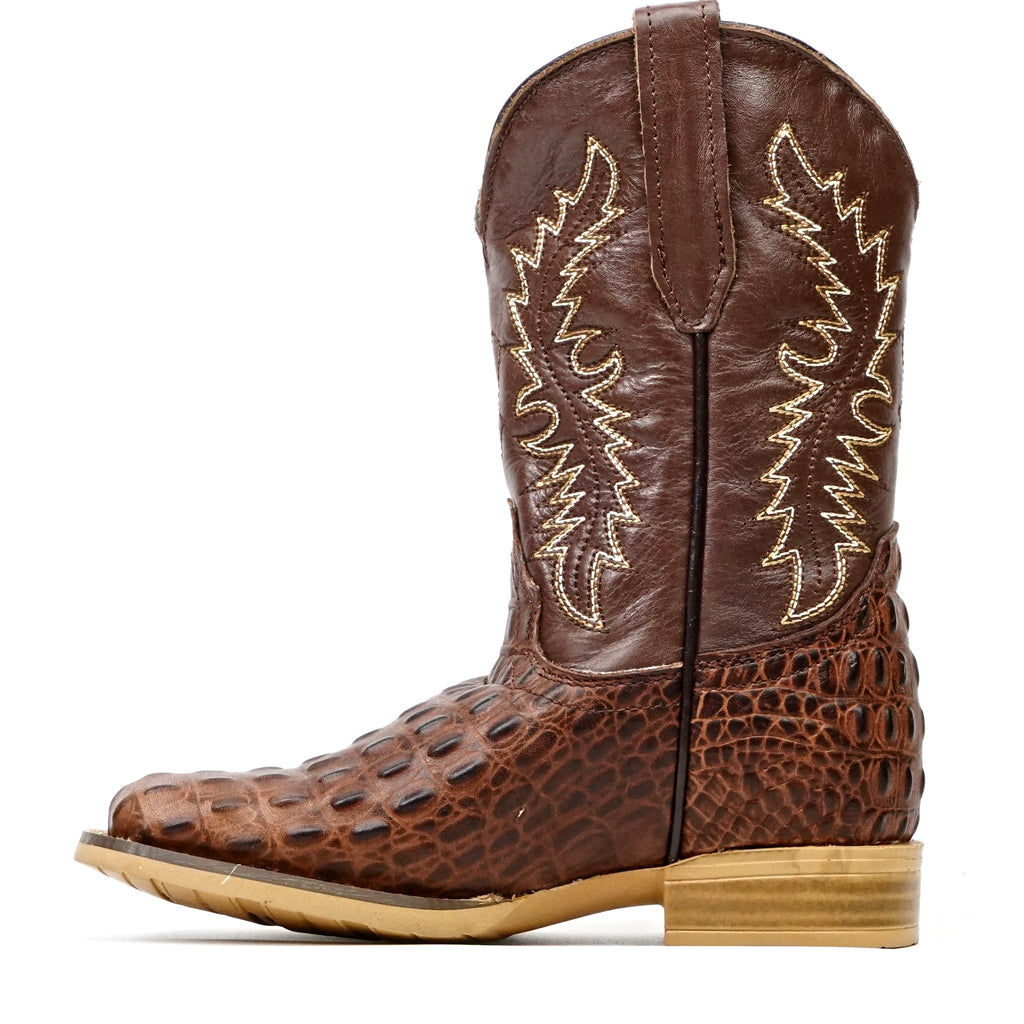 Kids Crocodile Choco Boots - Embossed Leather - Square Toe (K10-1) - Gomez Western Wear