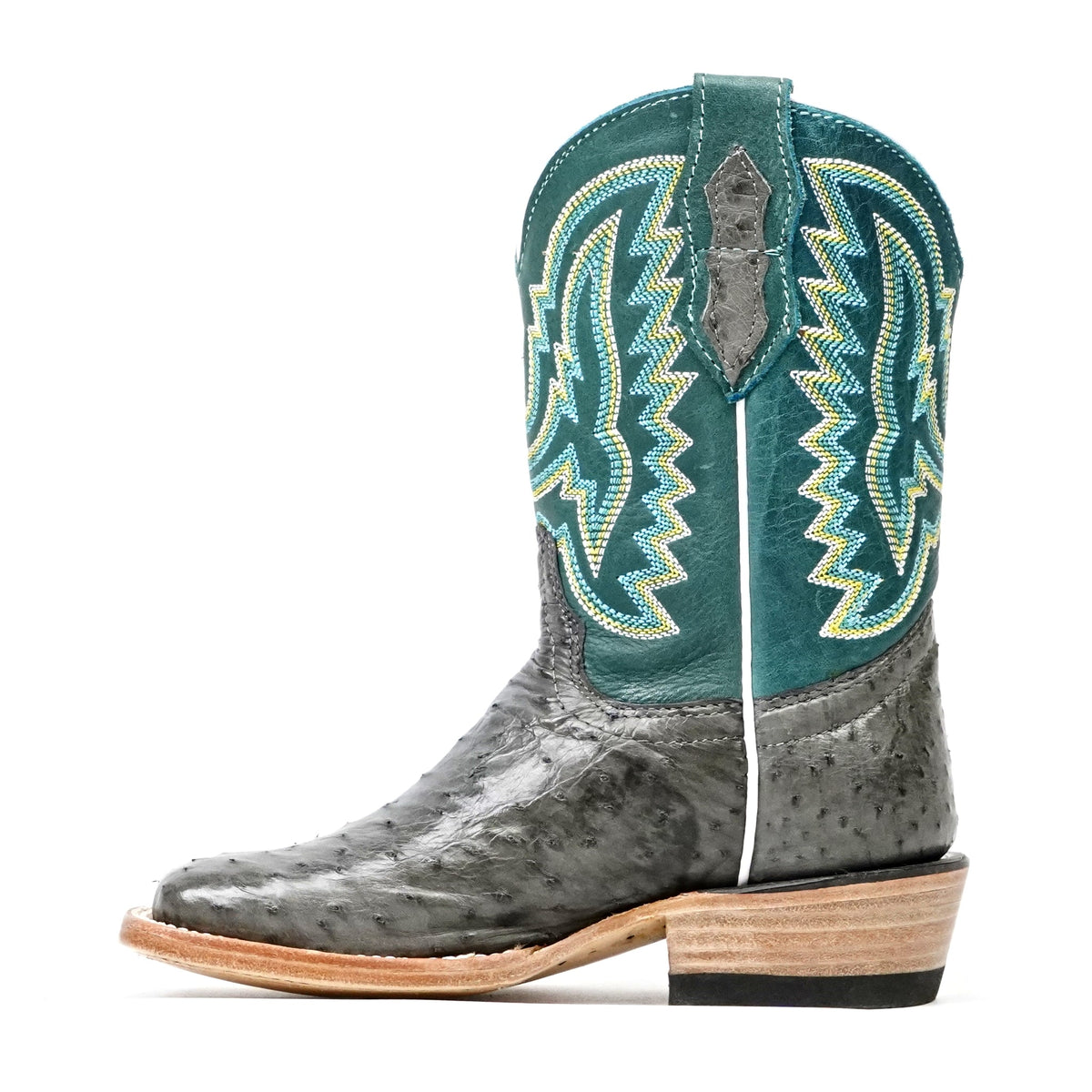 Kids Ostrich Boots - Gray - Square Toe (K-AV20) - Gomez Western Wear