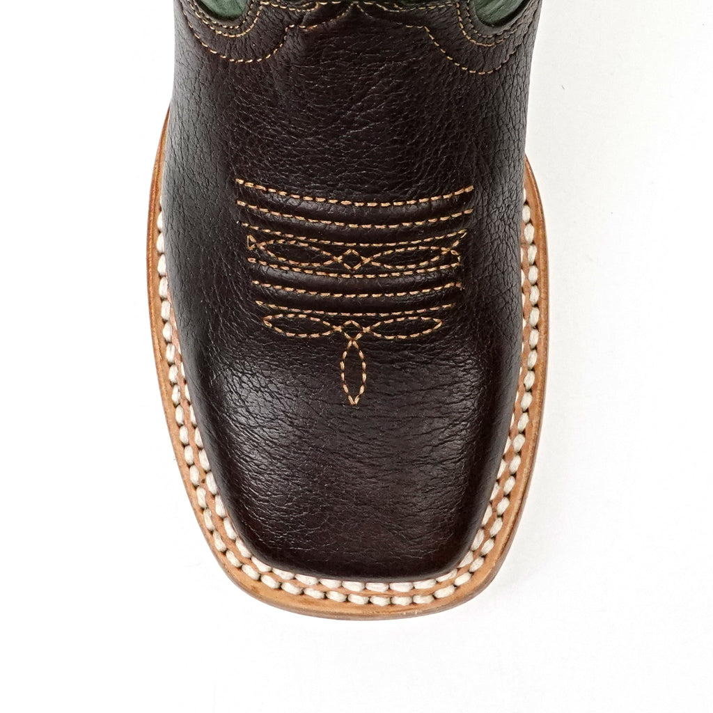 Kids Shrunken Choco Leather Boots - Square Toe (E3002) - Gomez Western Wear