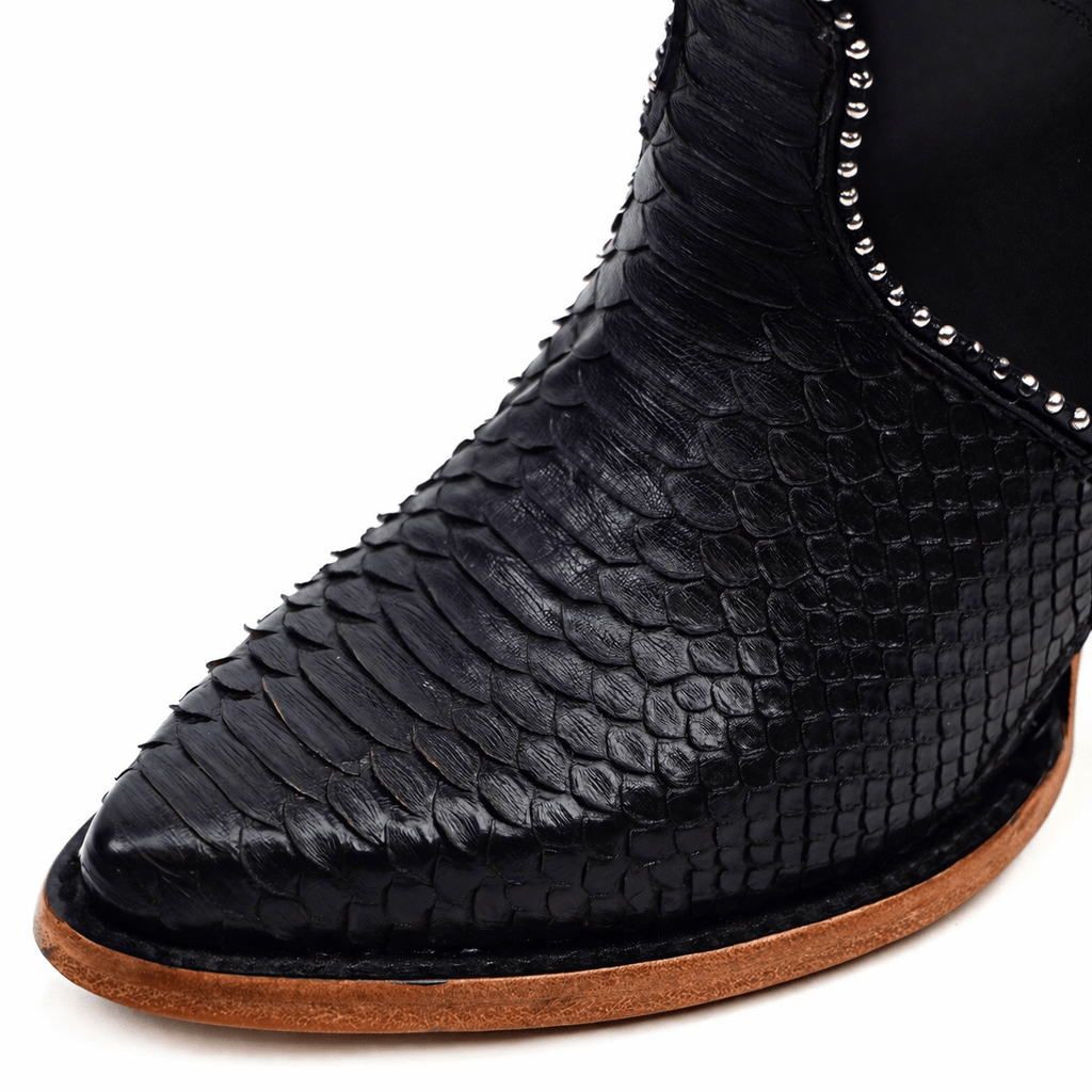 Linda Python Black Boots - Tall Shaft - J Toe - Gomez Western Wear