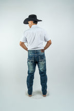 Men's Western Boot Cut Dark Blue Denim Jeans (RS-008) - Gomez Western Wear