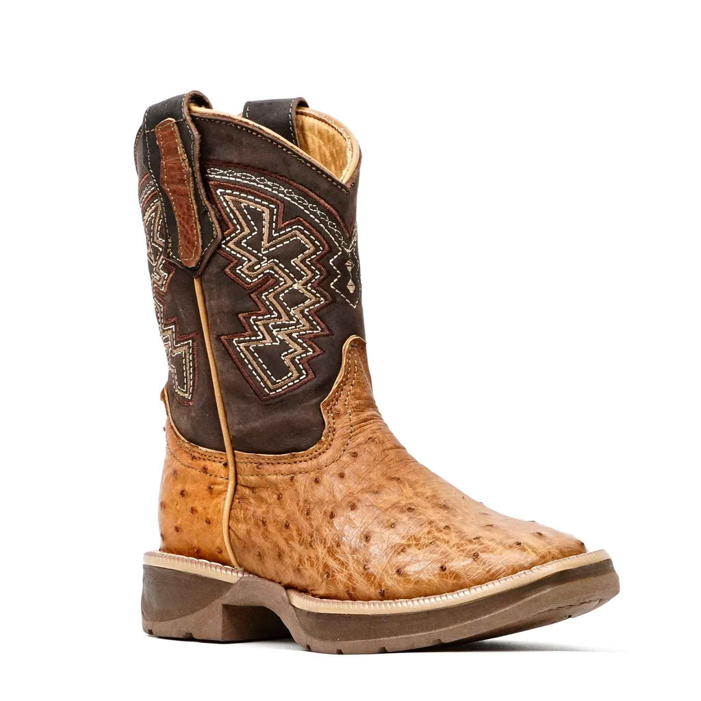 Ostrich Shedron Kids Boots - Double-Density Sole - Square Toe - Gomez Western Wear