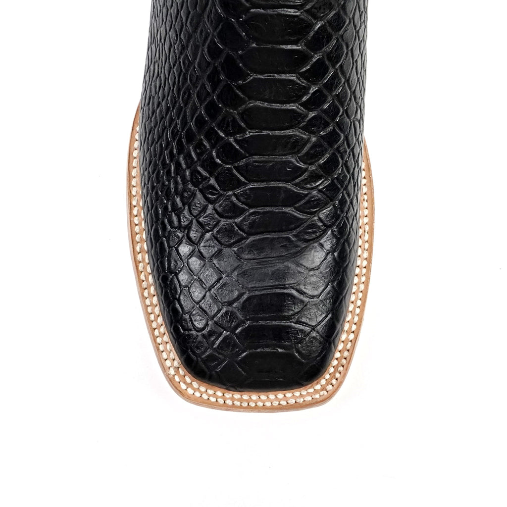 Python Black Boots - Embossed Leather - Square Toe (E913) - Gomez Western Wear