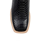 Python Black Boots - Embossed Leather - Square Toe (E913) - Gomez Western Wear