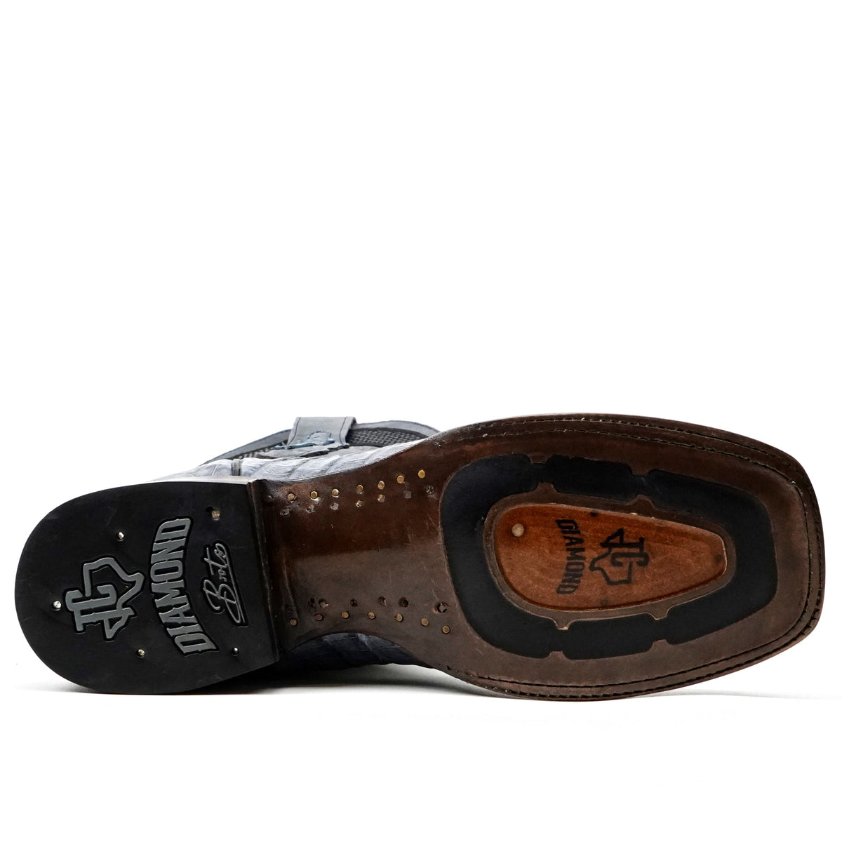 Ranger Caiman Horn Back Boots - Denim Blue - Square Toe - Gomez Western Wear