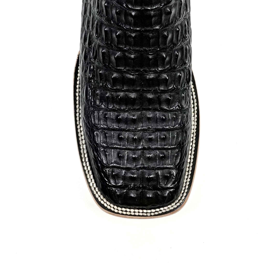 Rhodes Caiman Hornback Boots - Black - Square Toe (LM10) - Gomez Western Wear