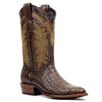 Rhodes Caiman Hornback Boots - Brown - Roper Toe - Gomez Western Wear