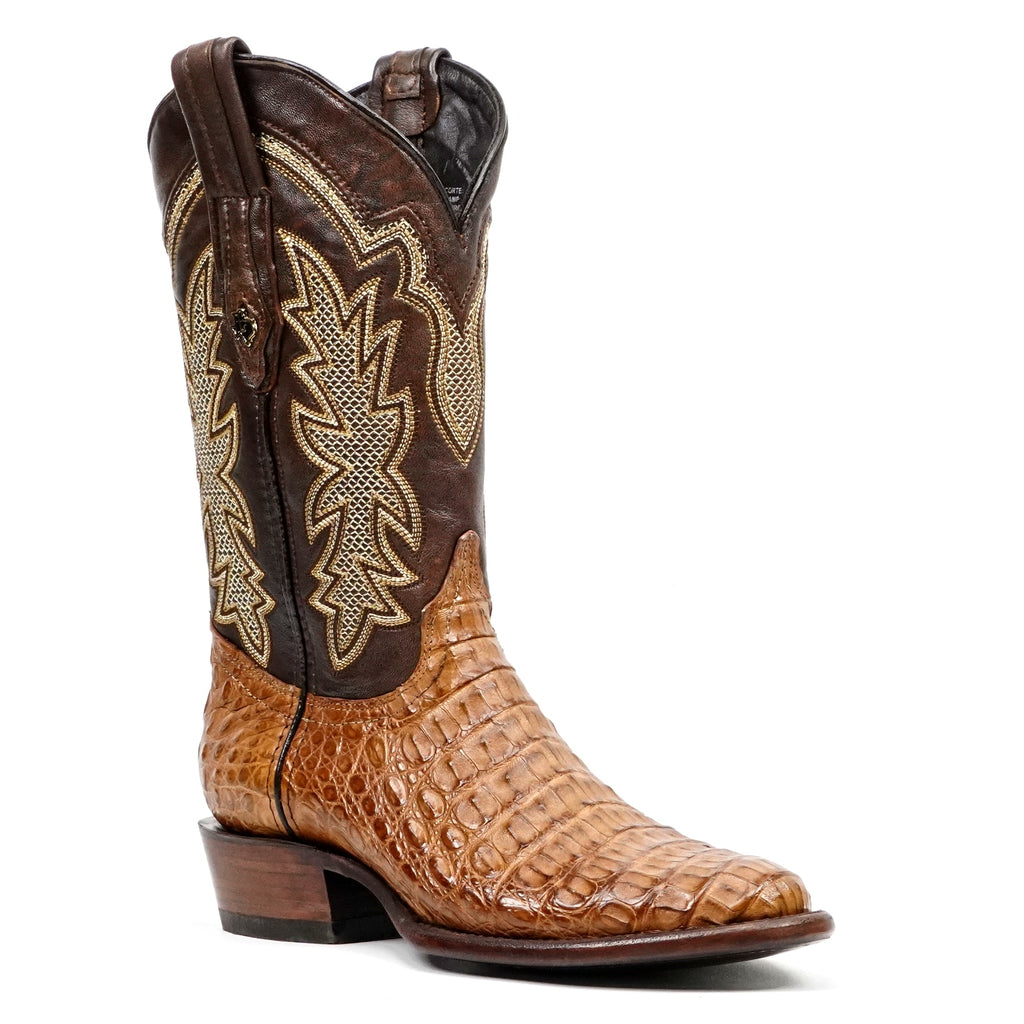 Rhodes Caiman Hornback Boots - Honey - Roper Toe - Gomez Western Wear