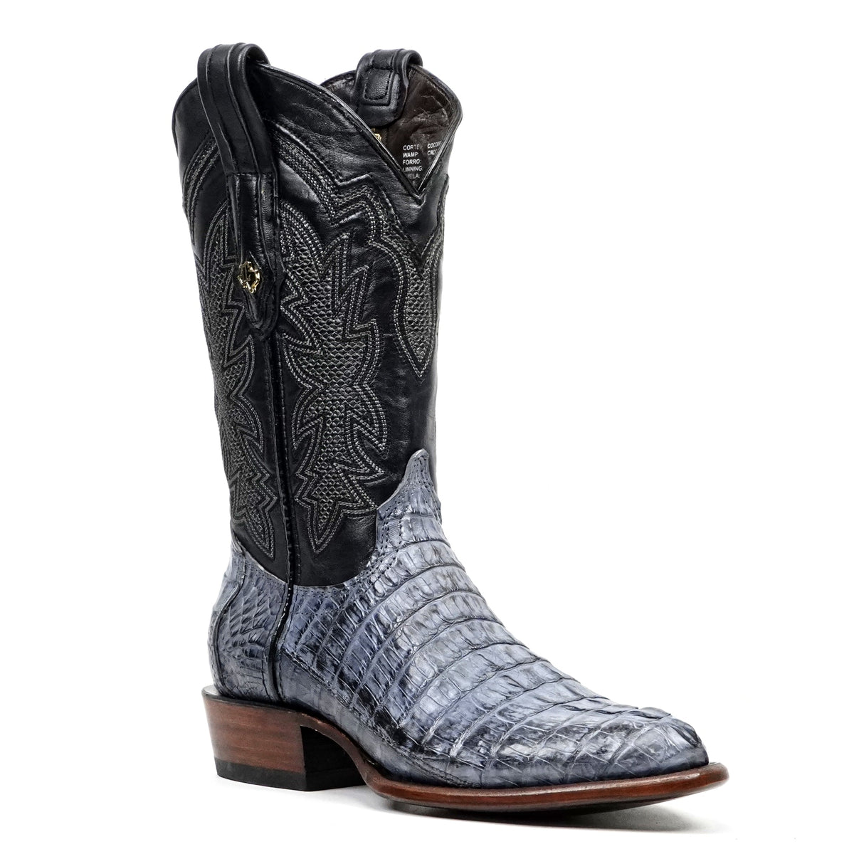 Rhodes Caiman Tail Boots - Denim Blue - Roper Toe - Gomez Western Wear