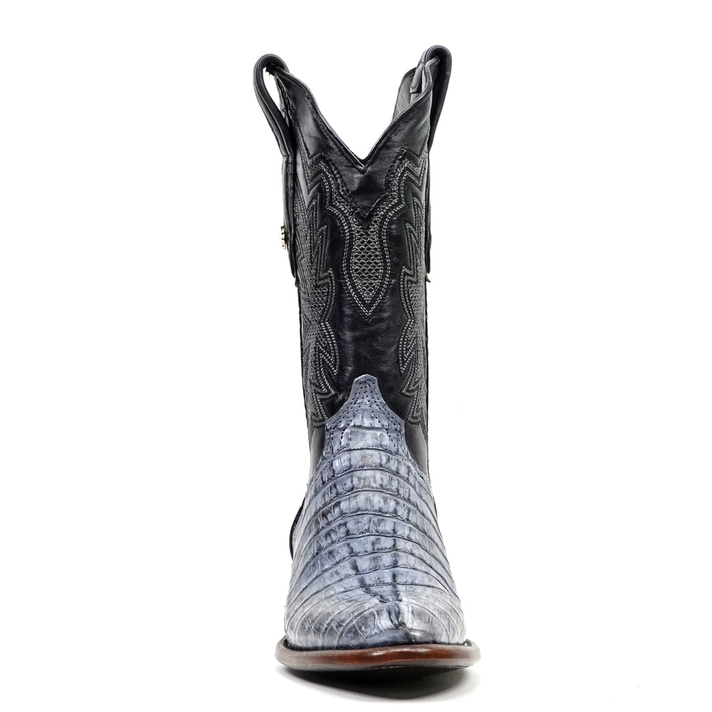Rhodes Caiman Tail Boots - Denim Blue - Roper Toe - Gomez Western Wear