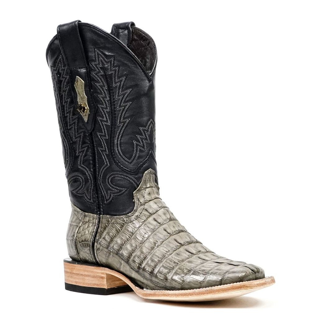Rhodes Caiman Tail Boots - Gray - Square Toe - Gomez Western Wear