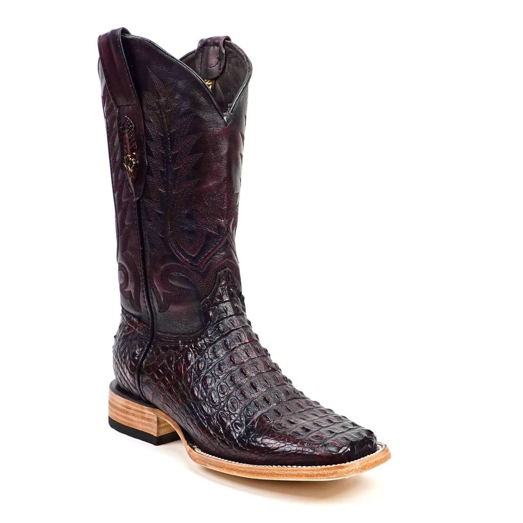 Rhodes Nile Crocodile Hornback Boots - Black Cherry - Square Toe (LM10) - Gomez Western Wear