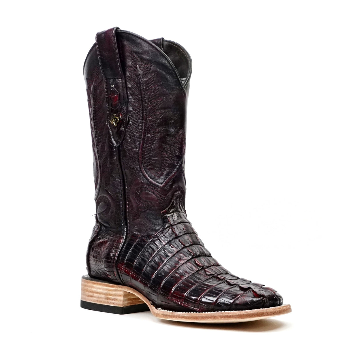 Rhodes Nile Crocodile Tail Boots - Black Cherry - Square Toe (LM10) - Gomez Western Wear