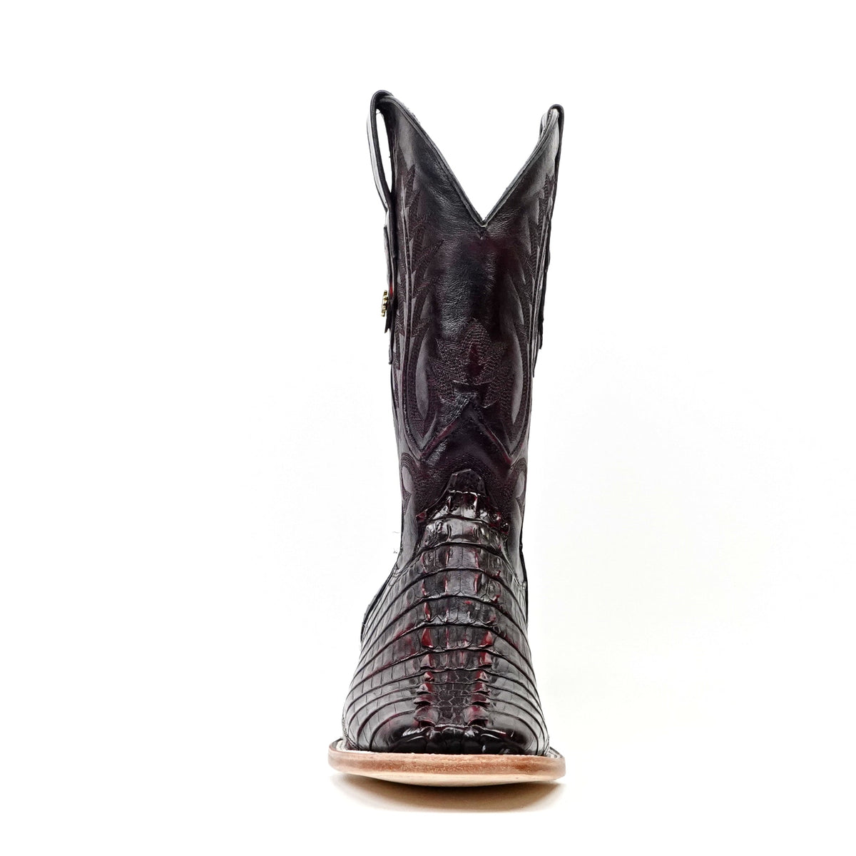Rhodes Nile Crocodile Tail Boots - Black Cherry - Square Toe (LM10) - Gomez Western Wear