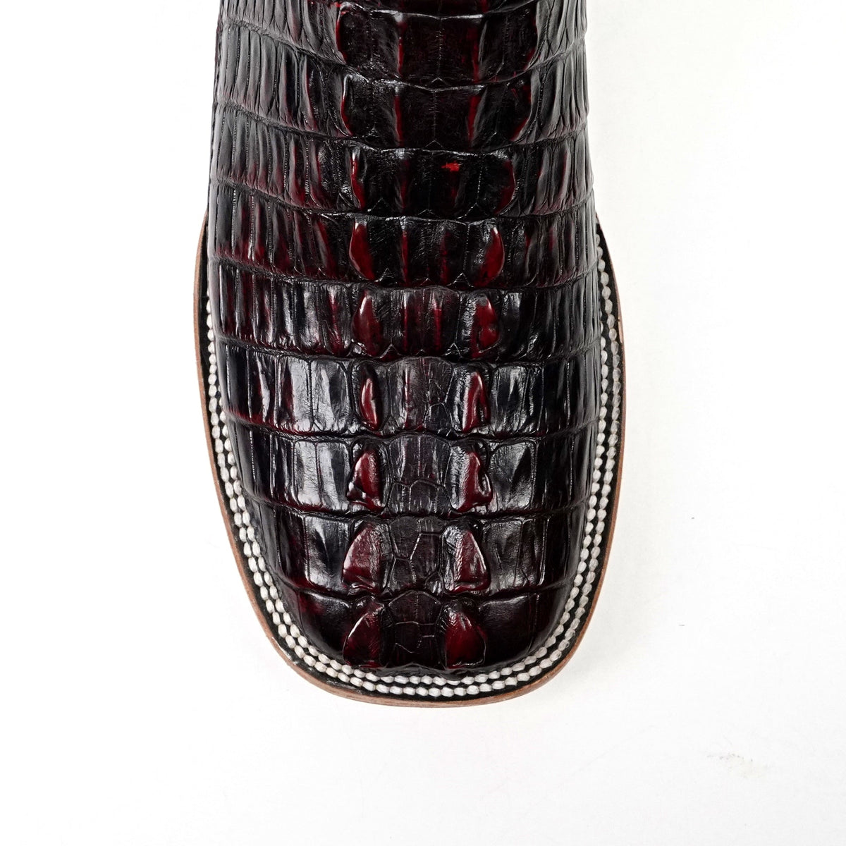Rhodes Nile Crocodile Tail Boots - Black Cherry - Square Toe (LM10) - Gomez Western Wear