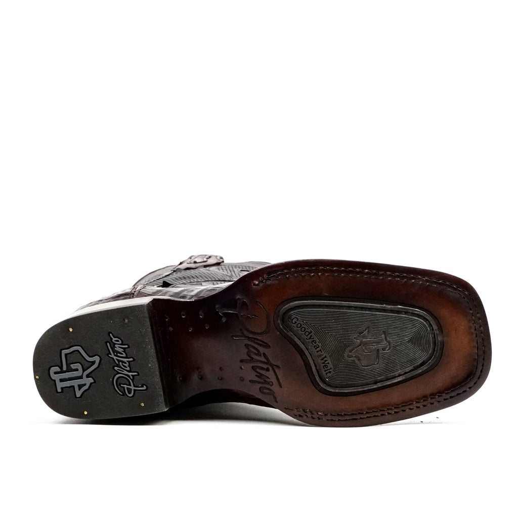 Rhodes Platinum Caiman Hornback Boots - Espresso Brown - Square Toe - Gomez Western Wear