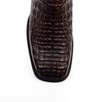 Rhodes Platinum Caiman Hornback Boots - Espresso Brown - Square Toe - Gomez Western Wear