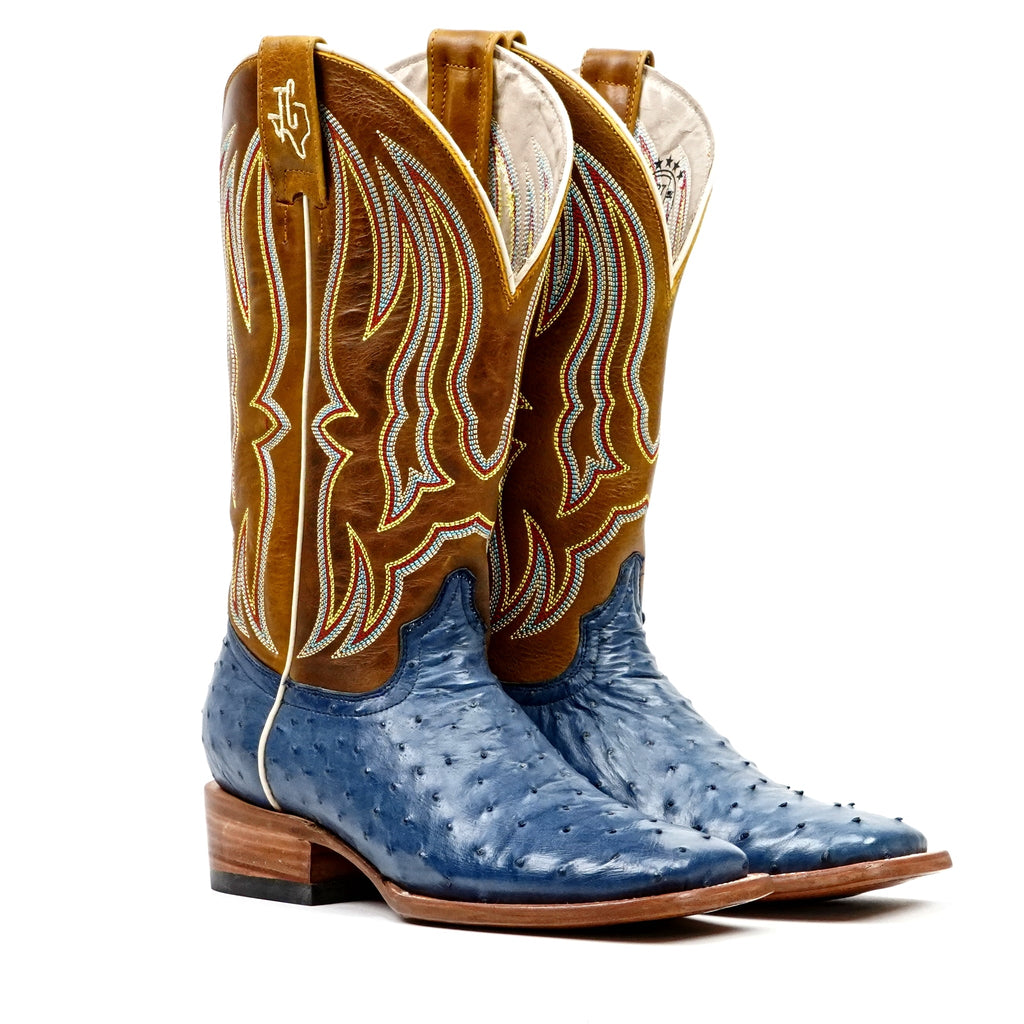 Ridge Ostrich Boots - Blue - Square Toe - Gomez Western Wear