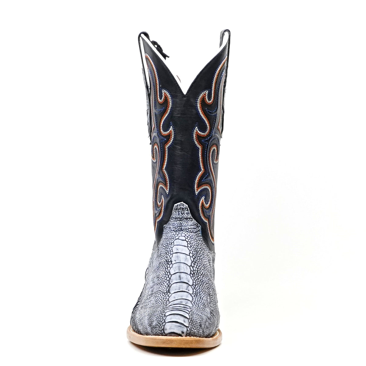Ridge Ostrich Leg Boots - Denim Blue - Roper Toe - Gomez Western Wear