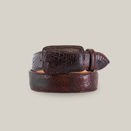 Exotic Full Quilt Caiman - Brown Belt