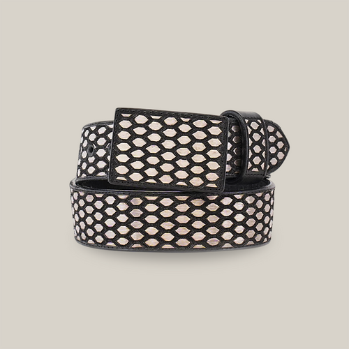 Artisanal Handmade Silver Belt Hexagon