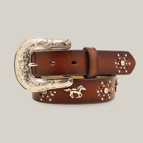 Ariat Girls Brown Leather Horse Concho Western Belt - A1305202