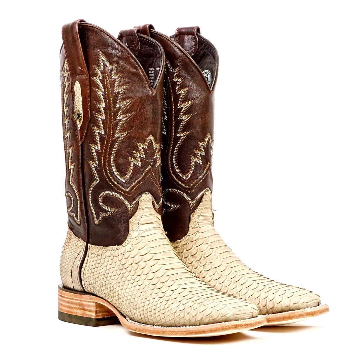 Tanner Cappuccino Python Boots - Square Toe (PN30) - Gomez Western Wear
