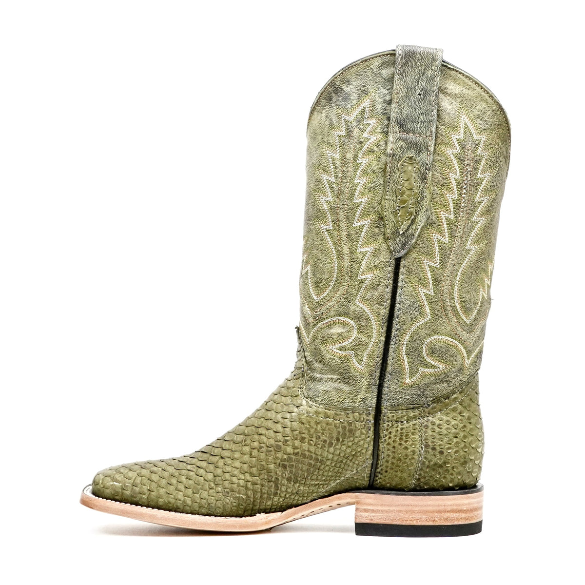 Tanner Python Boots - Agave - Square Toe (PN30) - Gomez Western Wear