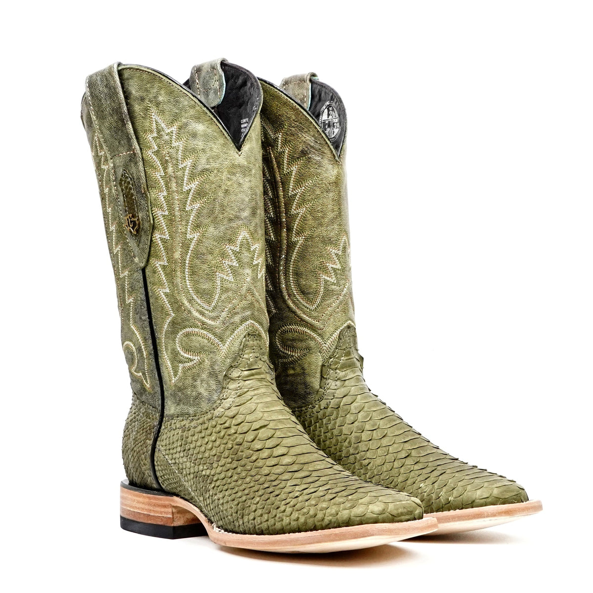 Tanner Python Boots - Agave - Square Toe (PN30) - Gomez Western Wear