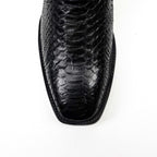 Tanner Python Boots - Glossy Black - Cutter Toe (PN26) - Gomez Western Wear
