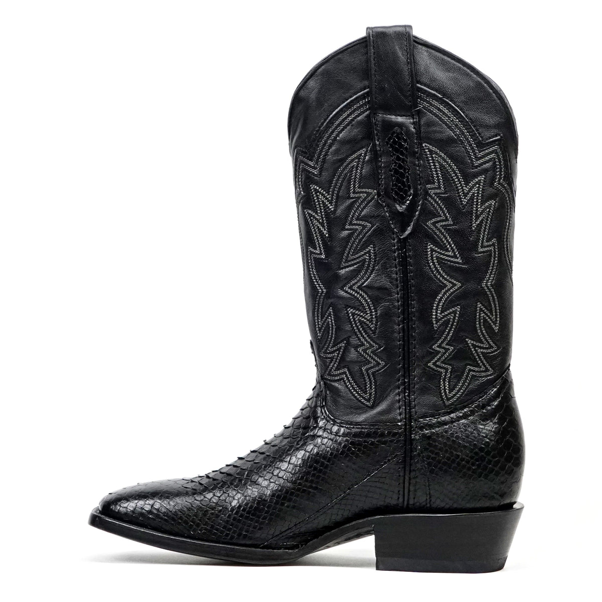 Tanner Python Boots - Glossy Black - Cutter Toe (PN26) - Gomez Western Wear