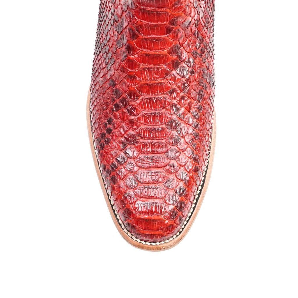 Tanner Python Boots - Red - Rodeo Toe (PT10) - Gomez Western Wear