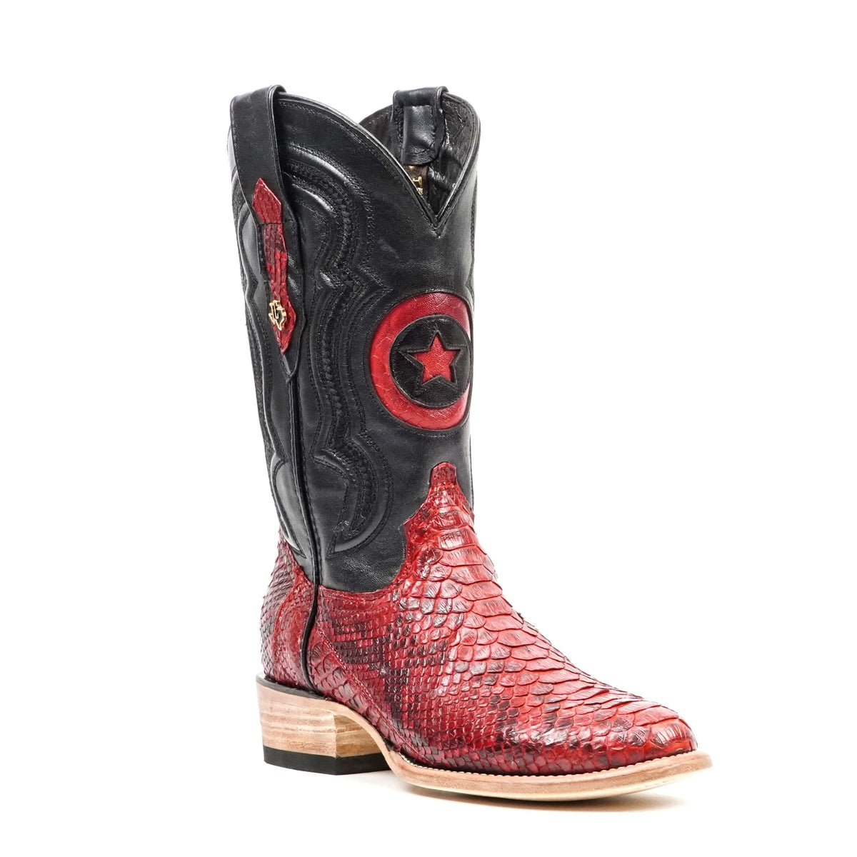 Tanner Python Boots - Red - Rodeo Toe (PT10) - Gomez Western Wear