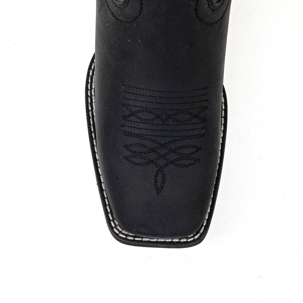 Texas Country Black Leather Boots - Slip-Resistant Sole - Square Toe (TCK008) - Gomez Western Wear